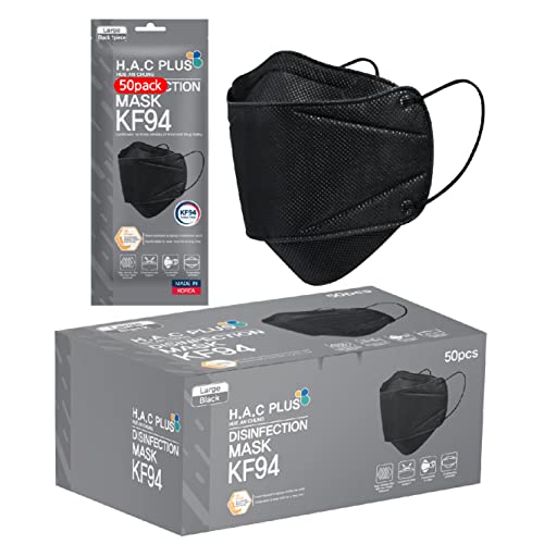 [Голема големина Црна 10 Пакет] H. A. C ПЛУС KF94 маска за лице, Произведена Во Кореја, Продадена Од Автентични Брендови Кореја [англиски