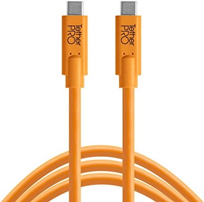 Tether Tools Teetherpro USB-C до USB-C кабел | За испорака на електрична енергија, брз трансфер и врска помеѓу камера и компјутер | Портокалова