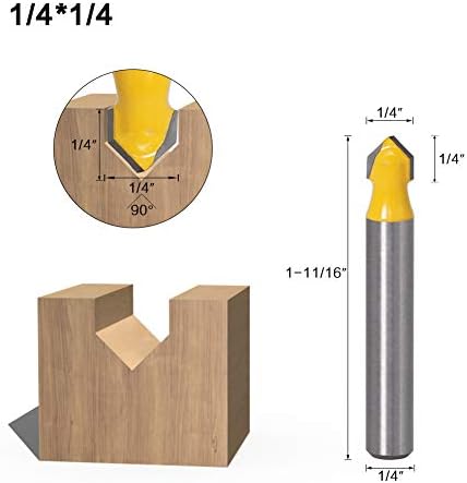 V рутер бит, 1/4in Точно позиционирање на отпорна на топлина отпорна на мелење на мелење на мелење висока цврстина за жлеб