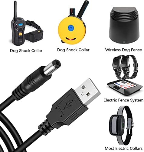 Јака за шок од кора од кучиња DC5.5 кабел за полнење на кабелот за полнач, електричен систем за обука на електричен систем за оградување на кучиња,