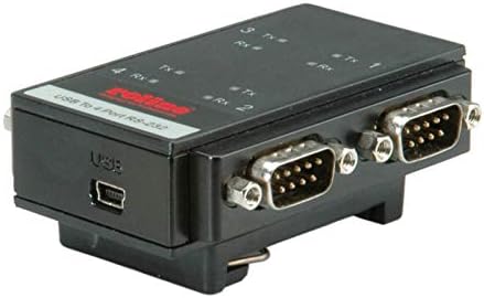 Roline 12021003 4 Порт Црн USB 2.0 до RS232 адаптер за монтажа на DIN Rail