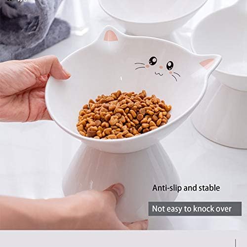 Анти-лизгачки повеќенаменски мачки храна сад за миленичиња вода сад мачка со сад за хранење керамика без истурање покачено анти-повраќање