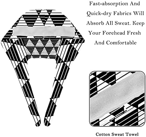 Niaocpwy естетско црно бело геометриски триаголник Прилагодлива вратоврска назад унисекс капи, работни капачиња со копчиња и џемпери