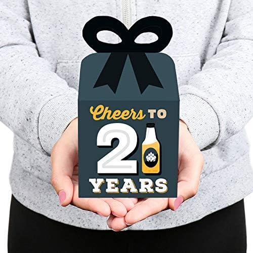 Голема точка на среќа на здравје и пива до 21 година - кутии за подароци на квадратни фаворити - 21 -ви роденденски кутии за забава - сет од 12