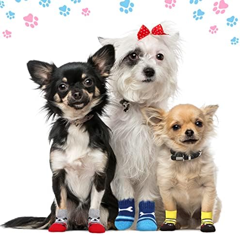 24 парчиња чорапи за кучиња за мали средни кучиња кои не се лизгаат миленичиња кутре кученце кучиња кучиња зафатни чорапи со шепи за контрола на влечење, за заштита ?