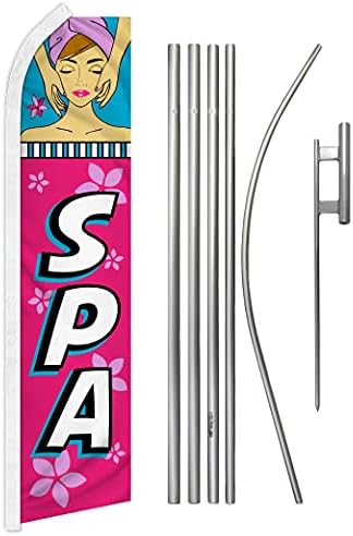 Spa Swooper Рекламирање знаме и комплет за пол - Совршен за салони за масажа, салони, берберници, салони за нокти