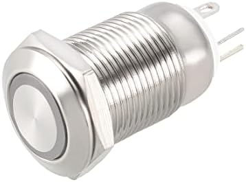 Uxcell Latching Metal Push Switch Switch 12mm Mounting DIA 1NO 3-6V Бела LED светло