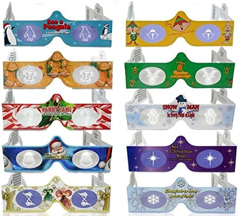 3д Божиќни Очила - 10 Пакети Празнични Спецификации-Холограмски Празнични Слики