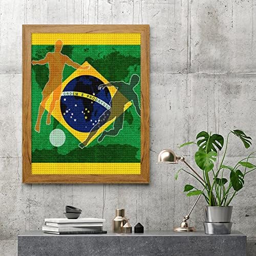 Бразил Фудбалски дијамантски рамки за сликање за возрасни, целосна вежба дијамантска сликарство wallид, висина рамка за слика, жолто