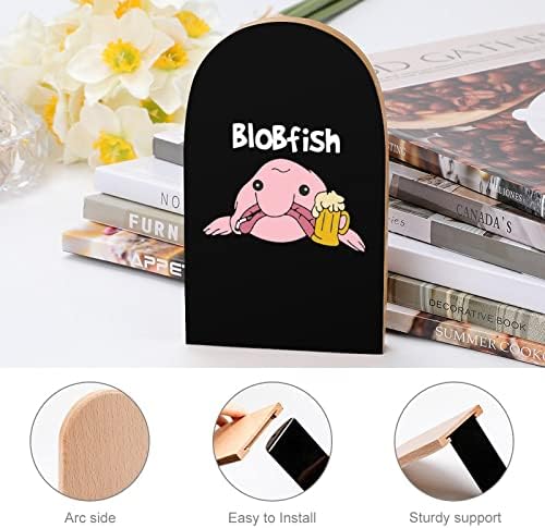 Смешни Blobfish Декоративна Книга Завршува Дрвени Не-Лизгање Книги Држачи Биро Полица
