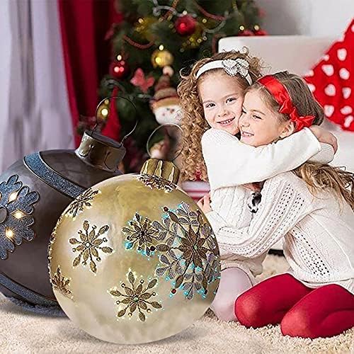 Орхидамор Божиќен декор - гигант Божиќ ПВЦ надувување украсена топка за надворешноста на отворено 23,7 инчи Божиќна топка за надувување