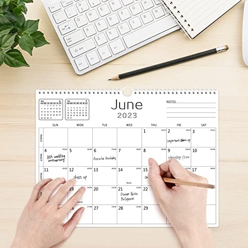 Календарот на wallидот на Јингезу -Календар 2023-2024 од јануари 2023 година до календарот на 2024,18 месеци, дебели хартија од 14,7 × 11 со датуми
