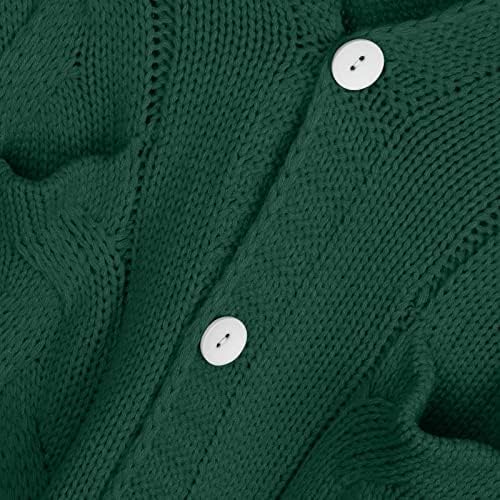 Долги бујни кардигани за жени случајни удобни плетени џемпер палто мода со аспиратор за долги ракави со закрпи на лактот