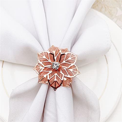 Салфетка прстени држач метал шупнат од лотос салфетка прстен цвет сервис тока цветна ринестон салфетки прстени за свадбени забавни вечера собири