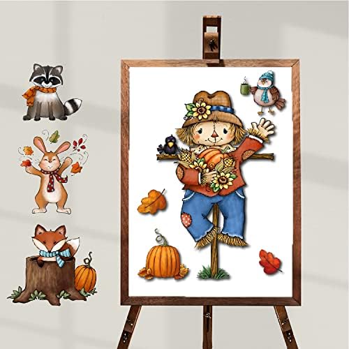 Quera 36pcs Денот на благодарноста огласна табла за декорати есенски есенски украси за украси Плашило шуми животни, билтени, таблички со точки
