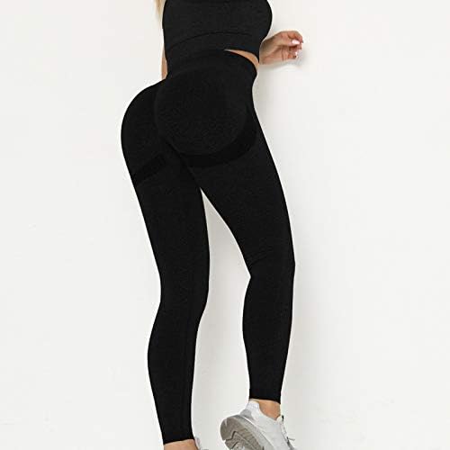 Јога панталони за жени со висока половината цврста боја на колк, кој ја крева спортската фитнес што работи со високи половини