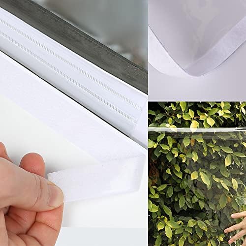 Комплет за изолација на прозорецот, термички филм за само-лепенки за прозорец за зима, лесен, лесен за отворање за вентилација, еднократно