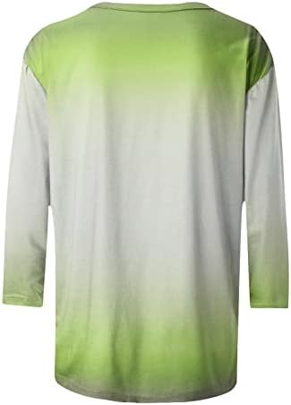Врвна кошула за жени лето есен 3/4 ракав облека мода памучна екипа на вратот графички салон каприци за боја блуза б0 б0 б0