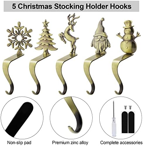 Носители на божиќни порибници на Уратот, кои не се лизгаат метални куки за порибување на куки за порибување во 5 дизајни за Божиќна декорација,