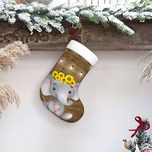 Yilequan 18 инчи Божиќни чорапи Класични чорапи, дрвени подни од сончоглед, за семејни празници Божиќни забави украси