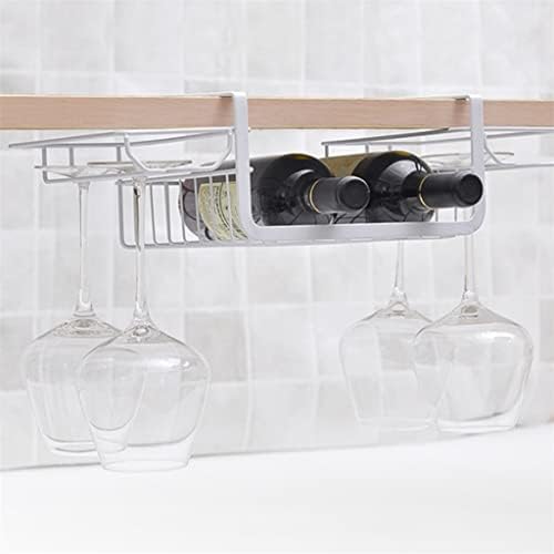 Yfqhdd виси агол вино и стакло држач за шишиња со вода за складирање на вода за складирање на вода наопаку под кабинетот