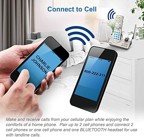 AT&T DL72119 Dect 6.0 безжичен телефон за дома со Bluetooth Connect со ќелијата, блокирање на повици, 1,8 екран со позадинско осветлување, големи