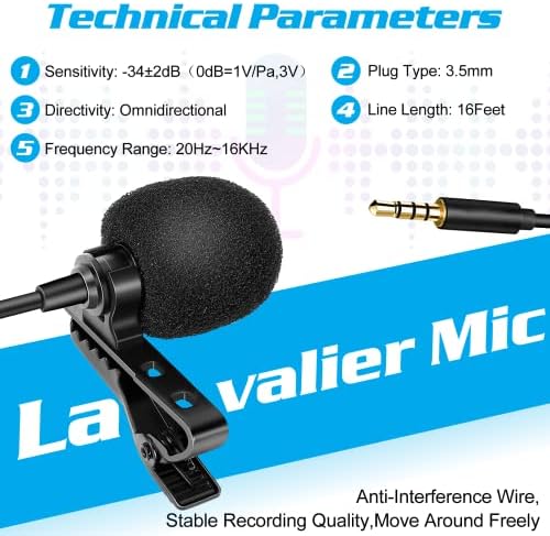 Професионална оценка лавалиер лапел микрофон за Realme GT Master компатибилен со iPhone телефон или блогирање на фотоапарати со