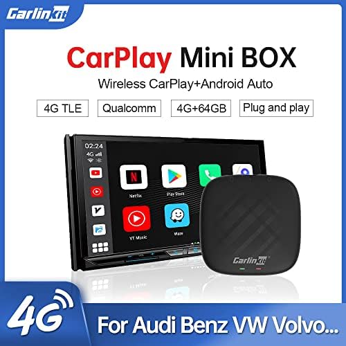 AI Box Wireless CarPlay & Android Auto Auto адаптер со 4GB+64 GB, 8 јадро, конфигурирајте го системот за Android, поддршка SIM & TF картичка,