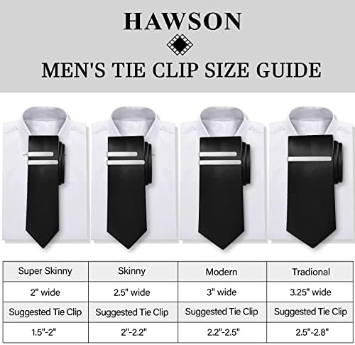 Hawson Skinny Tie Clip за мажи 2 инчи вратоврски клип -бар, сет, 1 парчиња/4 парчиња Подарок за вратоврски за свадба, состаноци, забава