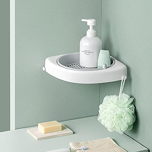 Wxxgy ротатибилна полица за туширање агол монтиран полица за бања, слободен wallид монтиран туш кади полица за кујна за бања/бела