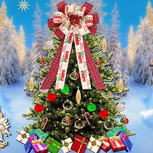 Божиќно дрво Топ Бафало кариран декоративен лак, фарма куќа голем подарок лак црвен кариран венец лакови Банистер лак Божиќни