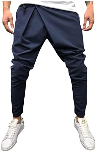 Hthlvmd тенок вклопни машки памучни панталони за џогирање на ниски препони со шипки со џемпери хип -хоп панталони