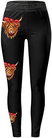 Хајленд крава бејзбол печати хеланки тенок истегнување пролетни хулахопки за жени компресија јога тренинзи за тренингот панталони