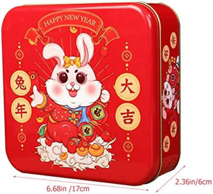 Didiseaon Кинеска Новогодишна Кутија За Бонбони Калапи За Колачиња 2023 Година На Зајакот Третирајте Ја Кутијата Goodie Метален Сад За Складирање