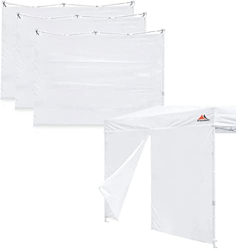 Скоканопија страничен allид за рамка за крошна од 10x10, 3 пакувања на сончање со 1 пакет врата од крошна, бела