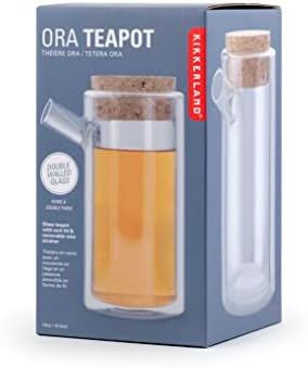 Kikkerland Ora Двоен wallид боросиликатен стаклен чајник инфузер, производител на чај, за лабави лисја од чај, лесен чист, чај котел, вграден