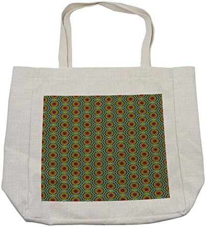 Етничка торба за етничка за купување, шарени боемски обрасци со големи апстрактни цвеќиња живописни ориентални мотиви, еко-пријателска торба