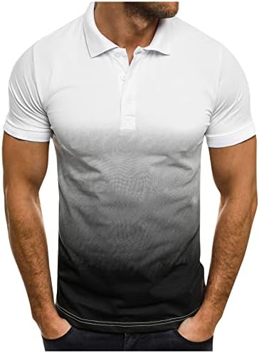 Wenkomg1 Lapel краток ракав Хенли кошули за мажи Спортски градиентска маица Спортско копче надолу Топ 2022 Модна маица L0324