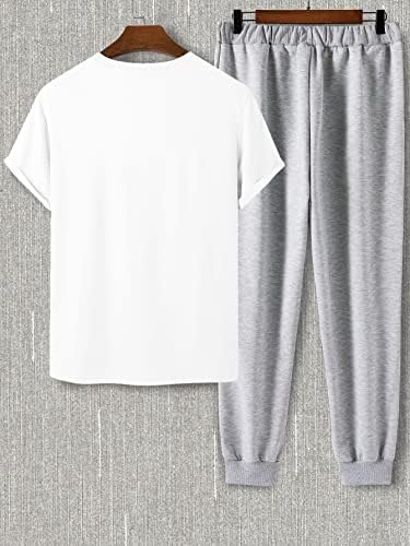 Lubose две парчиња облека за мажи мажи Geo Print Tee & Drawstring Seampants Sweatpants