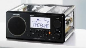 Sangean WR-2CL FM-Stereo RBDS/AM дигитален преносен приемник, јасен, транспарентен полиуретан кабинет, 10 станици за претходно поставени мемории,
