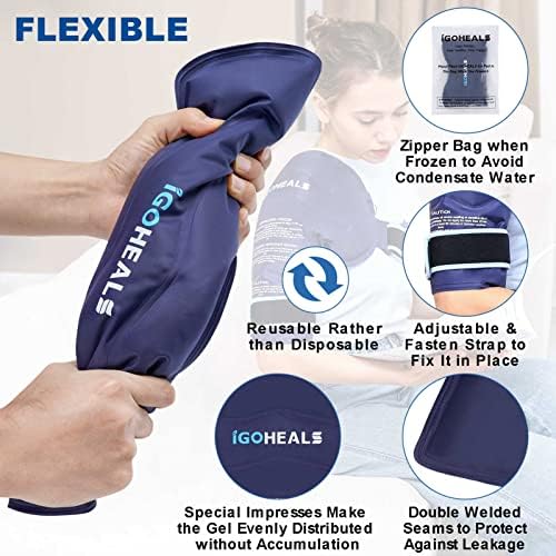 Igoheals рамената ледена пакет за завиткување на манжетната за рака, повреди пакувања за еднократно гелови, мраз пакувања за колено,