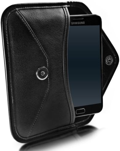 Boxwave Case Компатибилен со Samsung Galaxy J7 Duo - Елитна торбичка за кожен месинџер, синтетички кожен покритие дизајн на
