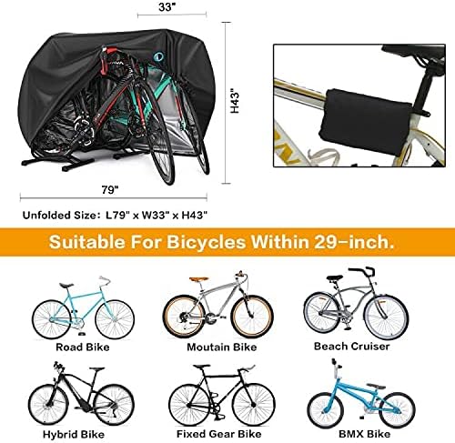 Велосипедско покритие за 2 или 3 велосипеди на отворено водоотпорен велосипед покрива дожд Сонце УВ прашина Доказ за ветер со заклучување
