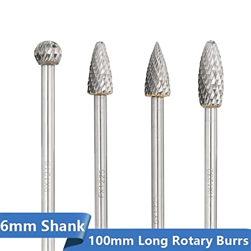 Pikis 6mm Shank Tunften Carbide Rotary Burrs Bit Double Cut Rotary File за метални рачни алатки d/f/g/h тип 1 парчиња
