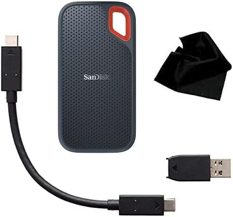 Kwalicable San Disk Extreme 1tb Пренослив Надворешен SSD | До 550MBs | USB-C | USB 3.1 | Вода &засилувач; Отпорен На Прашина | Со Крпа За Чистење Микрофибер