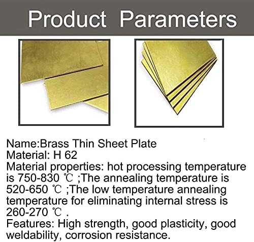 Yiwango бакарен лист фолија H62 месинг плоча индустрија DIY експериментарен лист Дебелина од 0,3 мм, ширина 300мм/11,8inch,