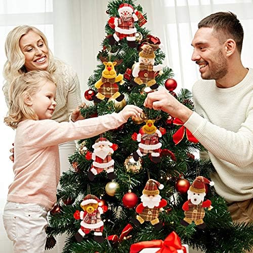 Ауфинд Божиќни украси за кадифуни, 8 парчиња Божиќ што висат украси Декорација Дедо Мраз Снежана ирваси за ирваси за елки за елка