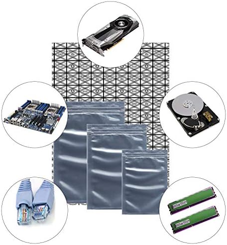 Rancco АНТИ статички торби ESD заштитен торба w/етикети, 55 компјутерски мешани големини отворени врвни големи резистентни антистатички