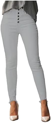 Vezad женски цврста боја на дојка, пантолони, панталони панталони, панталони со молив, слаби панталони со џебови