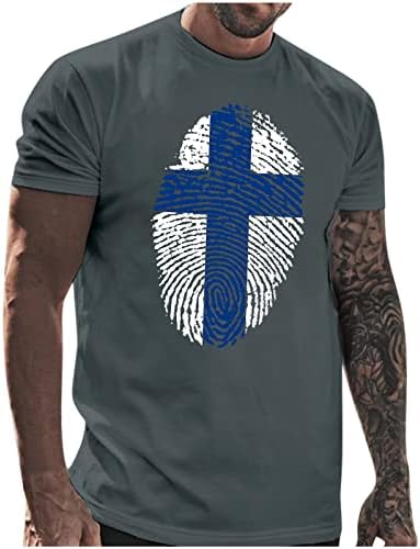 HDDK MENS војник со кратки ракави маици летни отпечатоци од прсти Исус вкрстени печатени врвови за вежбање спортски основни тела